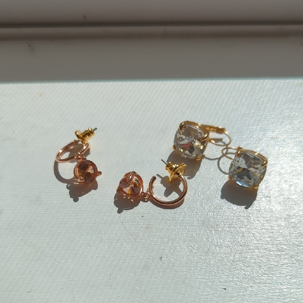 Kate Spade Huggie Gold and Crystal Earrings